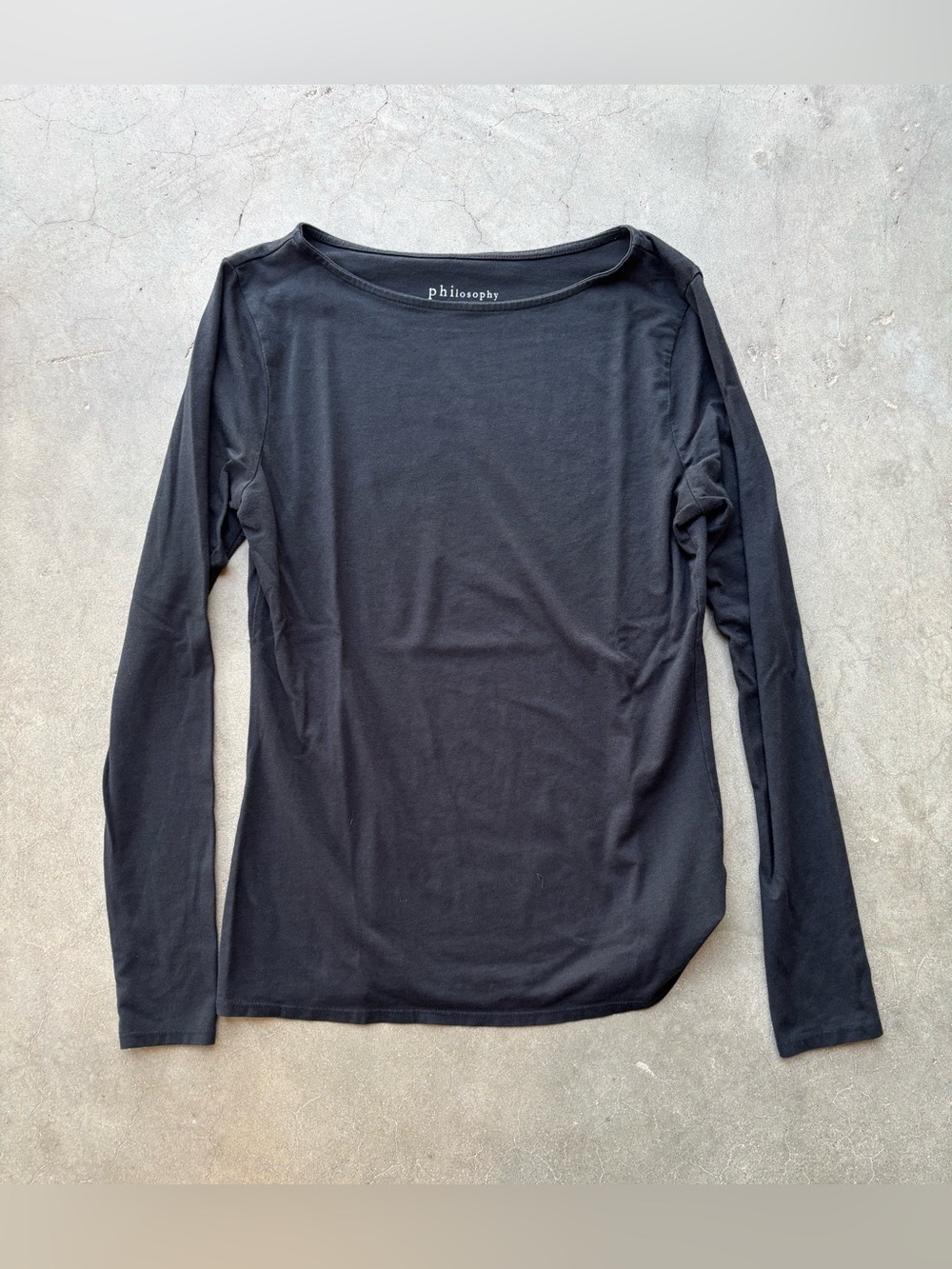 Philosophy Republic Clothing Black Boatneck Long Sleeve Top - Pima Cotton Blend
